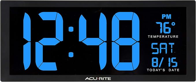 AcuRite Digital Clock, 14.5-Inch / Blue