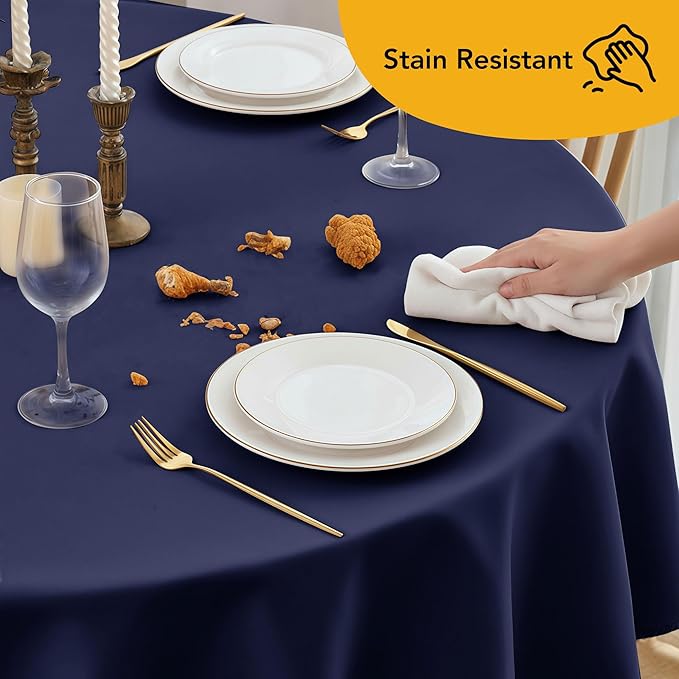 6-Pack Navy Blue Round Tablecloths, 108 Inches, Stain-Resistant Polyester for 4-5 Ft Round Tables - Washable Table Covers for Weddings, Banquets, Birthday Parties, Events