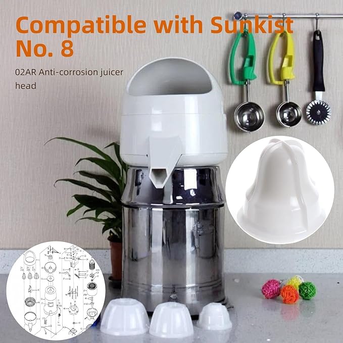 02AR Orange Juicer Head and Accessories Compatible with Model No. 8 for Lemons and Other Fruits of Various Sizes