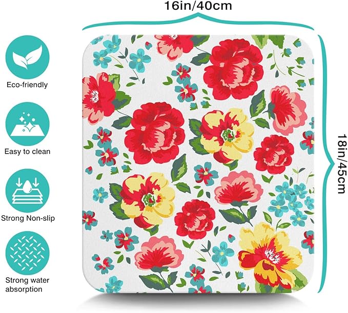 Coffee Bar Mat Accessories for Countertop Absorbent Hide Stain Rubber Backed Dish Drying Mats for Kitchen Counter Draining Pad Decor Gift(18x16in)