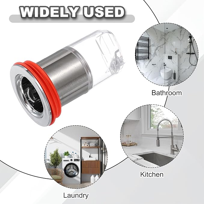 uxcell 3" Odor Proof Floor Drain, Floor Drain Shower Plug Drain Backflow Preventer Suitable for Pipes Tubes Bathroom Kitchen, Red Silver/Transparent