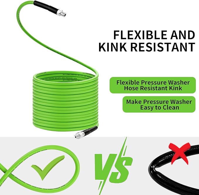 Selkie Pressure Washer Sewer Jetter Kit - 100Ft X1/4" Hydro Drain Jetter Cleaner Hose, Corner, Rotating and Button Nose Sewer Jetting Nozzle Waterproof Tape,Orifice 4.0 4.5,1/4 Inch NPT,5800 PSI