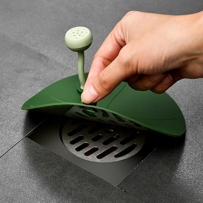 2 Pack Floor Drain Cover with Fragrance Anti-Odor Shower Drain Covers Seals Guards Leaf Shaped Deodorizing Drain Plugs Sewer Odor Stopper for Bathroom Shower Floor Drain RV Shower Pan