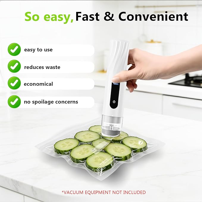 Reusable Vacuum Sealer Bags for Food – 30 Pack 8.3 * 8.7 Inches, Leak-Proof & BPA-Free, Includes 6 Free Bag Clips, Ideal for Food Storage,Sous Vide,Freezer & Handheld Vacuum Sealer Compatible