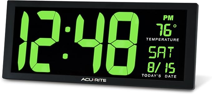 AcuRite Digital Clock, 14.5-Inch / Green