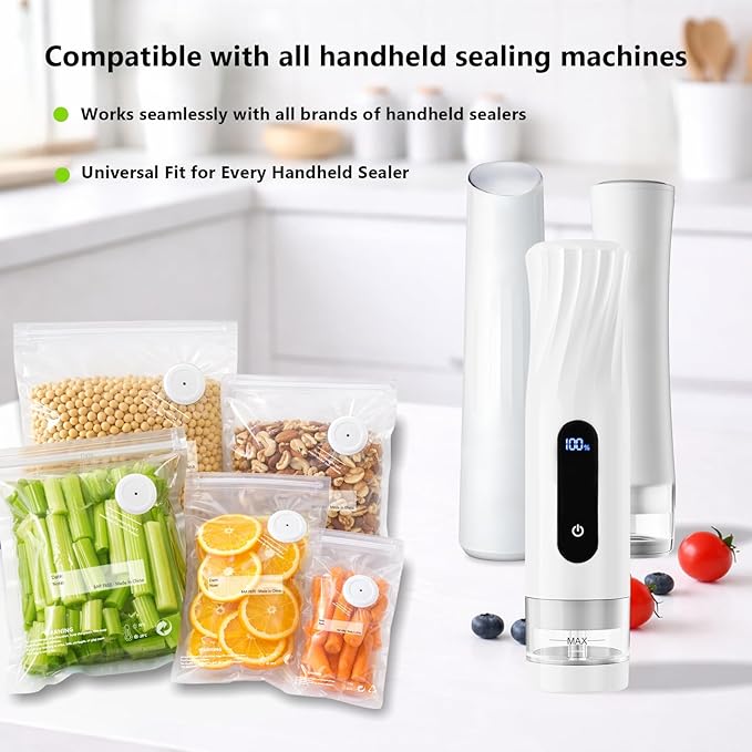 Reusable Vacuum Sealer Bags for Food – 30 Pack 8.3 * 8.7 Inches, Leak-Proof & BPA-Free, Includes 6 Free Bag Clips, Ideal for Food Storage,Sous Vide,Freezer & Handheld Vacuum Sealer Compatible