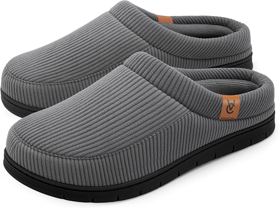 VeraCosy Men's Moccasin Slippers Comfy Soft Durable Slip-on Indoor Memory Foam House Shoes
