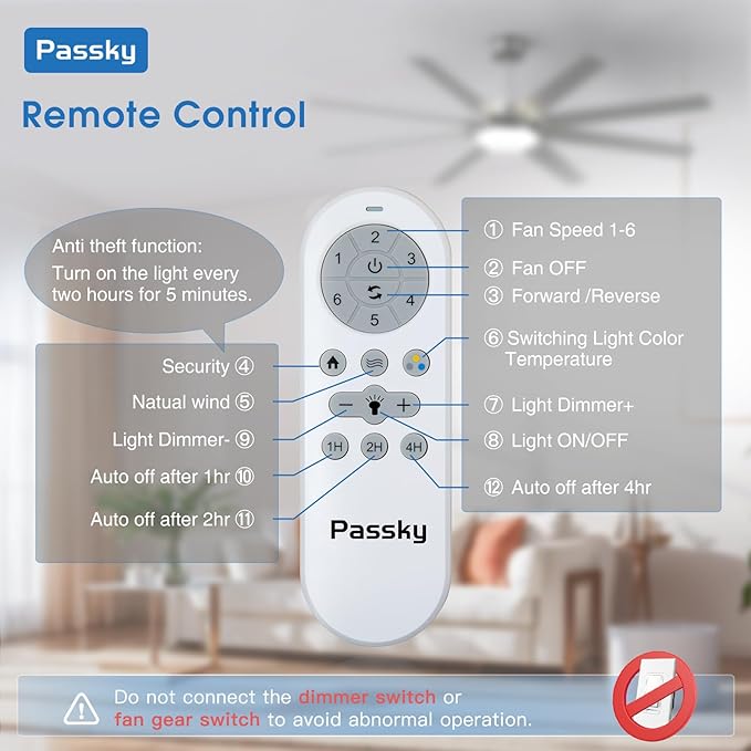 72 inch Ceiling Fans with Lights, Large Modern Ceiling Fan with Light and Remote Control, Reversible, Dimmable, 3CCT, Quiet, Nickel Ceiling fan For Bedroom Living Room Patio Farmhouse, Indoor/Outdoor