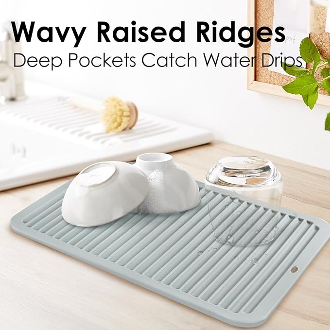 Large Silicone Trivet 16'' X 12'' Silicone Hot Pads for Kitchen Nonslip and Heat Resistant Hot Pads Trivets for Kitchen Protect Table Quartz Countertops, Gray