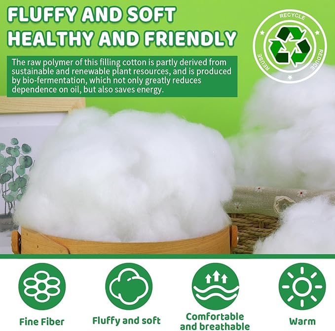 Polyfill Stuffing 2.2LB/1000G, Christmas Decorations Indoor, Artificial Snow White Clouds Cotton for Decoration, Fluffy Snow Blankets for Winter Mantle Village, Nativity