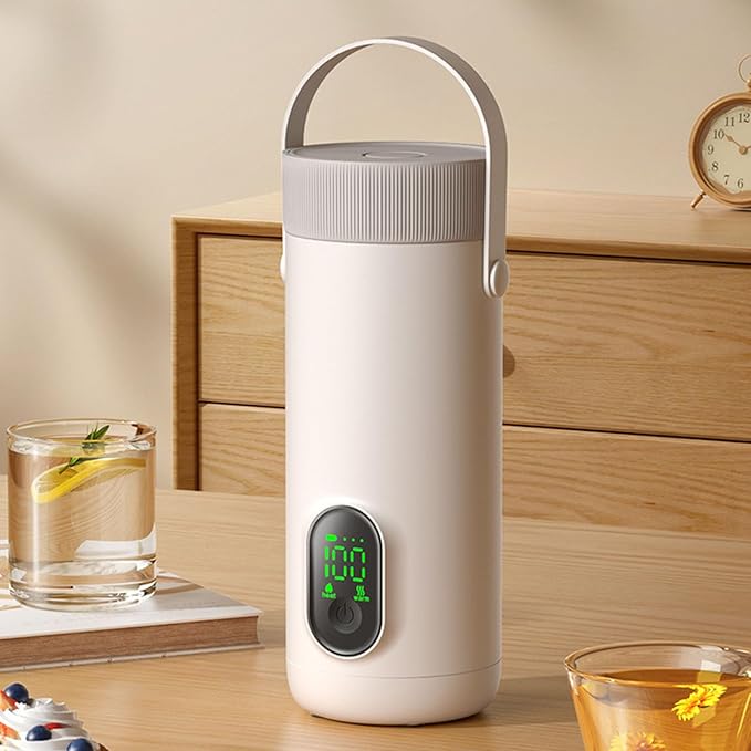 Dpofirs Portable Electric Kettle, 350ML Tea Coffee Hot Water Boiler, 27000mAh USB Rechargeable, Fast Boiling, Temperature Controls, for Camping Travel (US Plug)