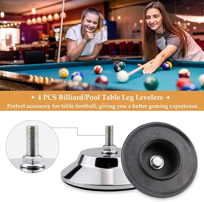 5Inch Billiard Table Feet, 4 PCS Pool Table Leg Levelers Adjustable Furniture Levelling Feet, Metal Table Leg Levelers Heavy Duty Leveling Feets, Leveling Risers for Football Table,