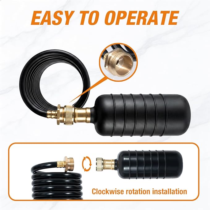 Drain Bladder Kit for Clogged Drains, Drain Unclogger Tool with 10FT Retractable Hose – Includes Shut-Off Valve & Brass Faucet Adapter – Drain King Alternative for 1" to 6" Pipes (Sink, Shower, Pool)