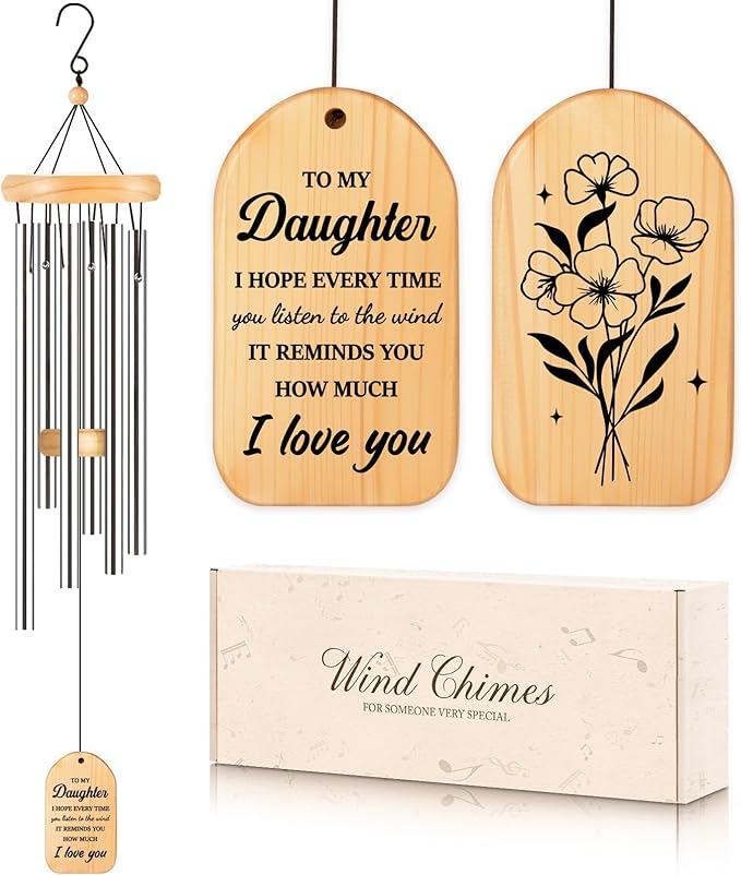 Daughter Gifts for Mothers Day, Daughter Birthday Gifts from Mom, to My Daughters Wind Chimes from Mother Father, 25.5Inch