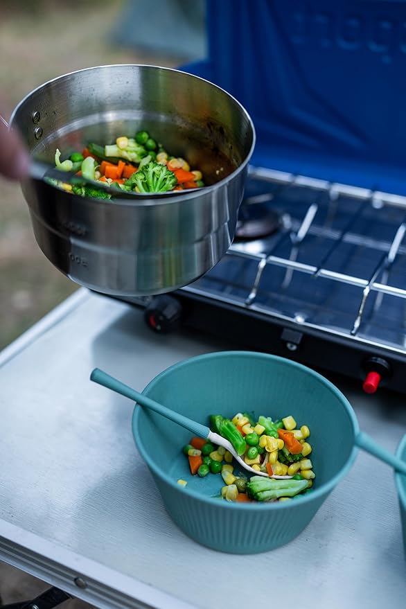 Stansport Stainless Steel Camping Cookware Set – Durable Nesting Mess Kit for Backpacking, Hiking & Outdoor Cooking – Compact Portable Pot & Pan with Carry Bag – Multiple Sizes for Family to Solo Use
