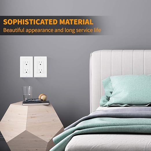 Micmi Decorator Receptacle Outlet, Standard Electrical Wall Tamper Resistant Decorative Receptacle Outlet, 15Amp 125 Volt, Grounding UL Listed (10Pack, White, 15 Amp Outlet)