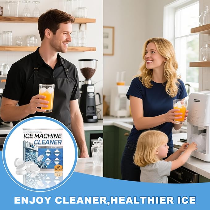Ice Machine Cleaner and Descaler Tablets, 24/36 Clean Tablets Compatible with Frigidaire, Opal, GE Profile, Kitchenaid, Nickel Safe Scale Remover for Countertop/Ice Makers, Descaler & Odor Eliminator