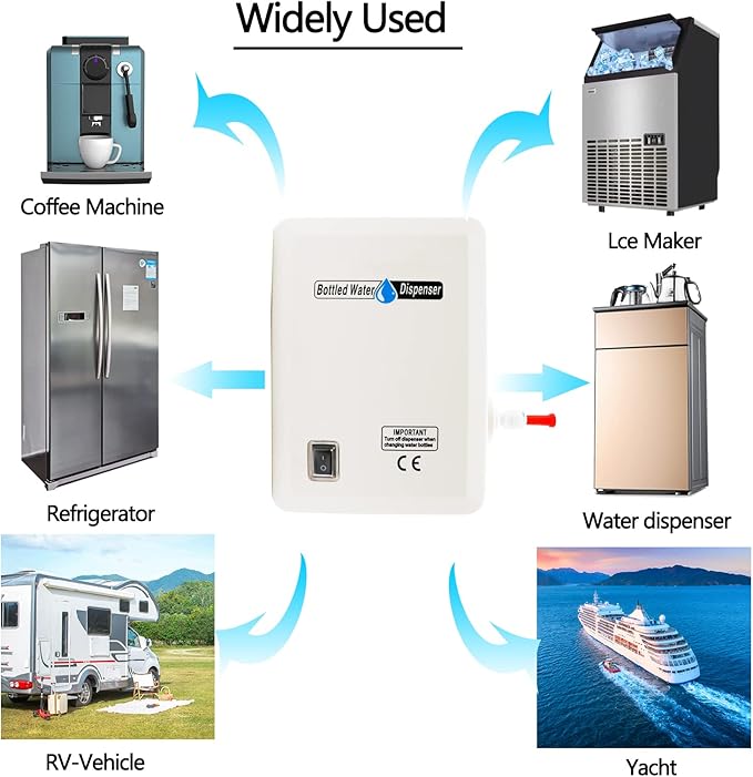 Bottled Drinking Water Pump System Double-Tube Power 25W, Bottled Water Dispensing 2L Flow Electric Water Pump for 5 Gallon Bottle Water for Coffee,Refrigerators,Ice Maker,Faucet