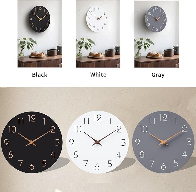 Mosewa Large Wall Clock 18 Inch Black Battery Operated Silent Non Ticking Simple Minimalist Rose Gold Numbers Clock Decorative for Bedroom Living Room Kitchen Home Office