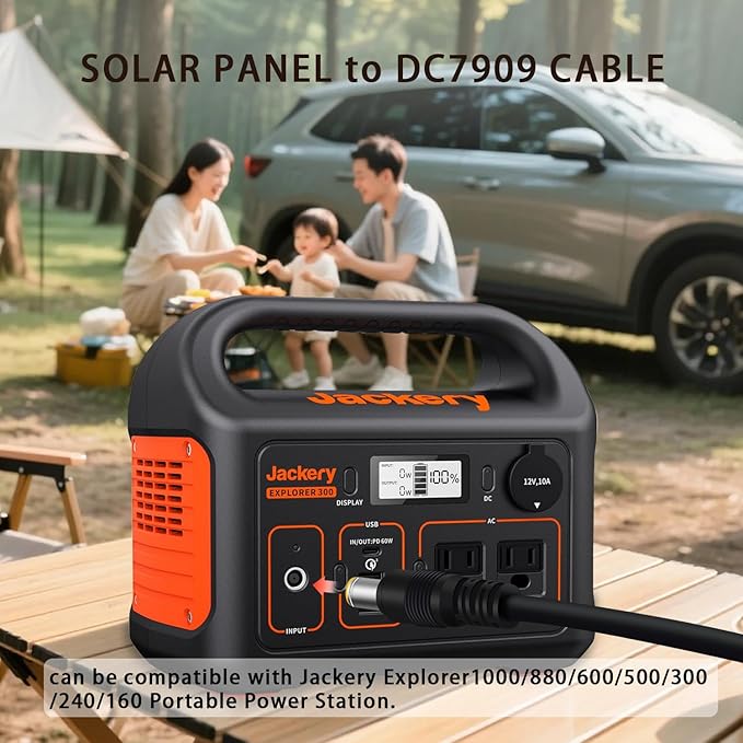 COMeap 30FT 9M Solar Panel Adapter for Jackery, Compatible with MC-4 to DC 8mm Extension Cable with DC7909 to DC8020/DC5525 Connector for GZ Yeti Jackery Bluetti Solar Power Station 12AWG