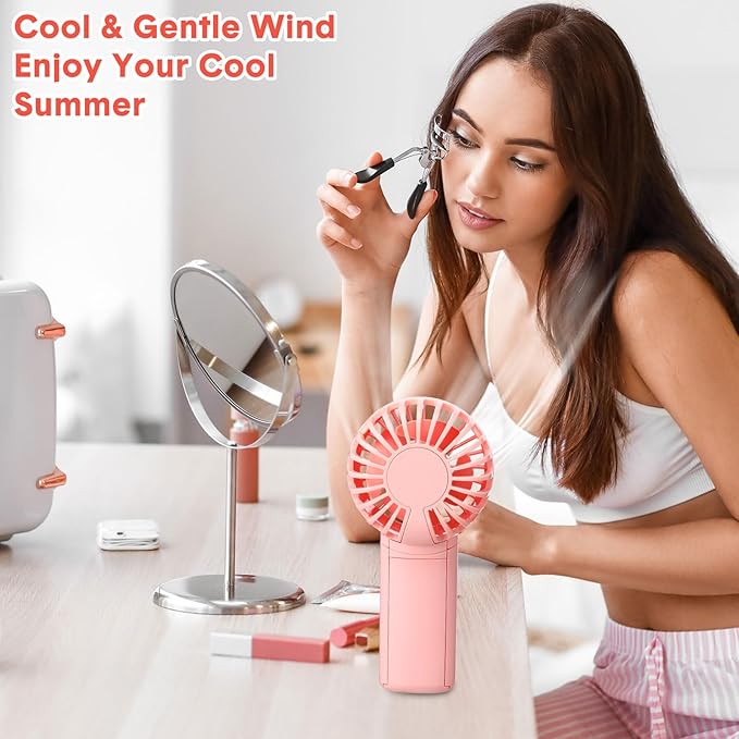 Rossesay 30 Pcs Mini Portable Fan Handheld Battery Operated Portable Small Personal Fans for Summer Travel Beach Indoor Outdoor Cooling Gift (Pink)