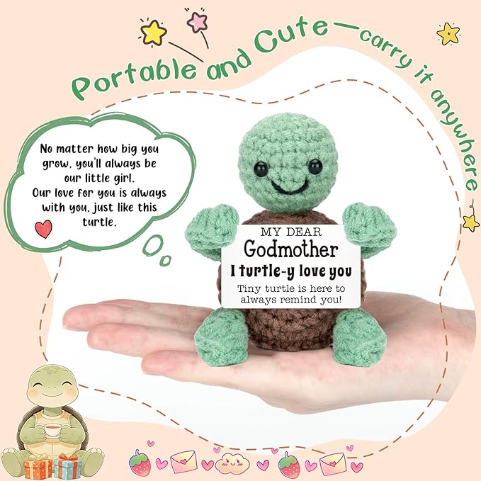 Mini Funny Turtle Granddaughter Gifts from Grandma Grandpa, Mothers Day Birthday Gifts for Granddaughter from Grandparents, I Love You Small Cute Stuff Things, Handmade Emotional Positive Turtle