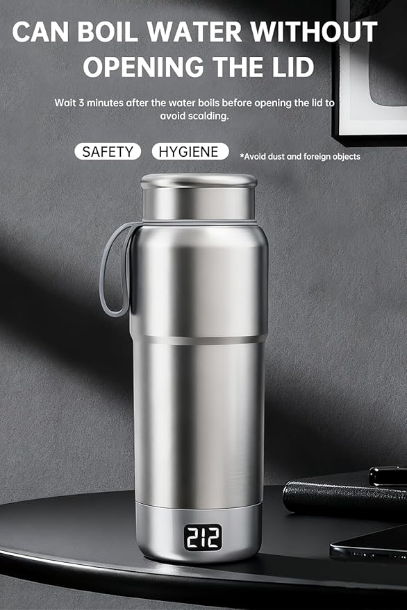 Pure Titanium Electric Travel Kettle, 0.52L Portable Water Boiler with 12 Temperature Controls, 100-240V Dual Voltage for Travel Office Hotel