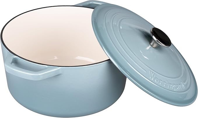 VORRINGARD Enameled Cast Iron Dutch Oven Pot with Lid, for Bread Baking, Round Bread Oven- include Sourdough Bread Baking Supplies Set, 6QT, Sea Salt