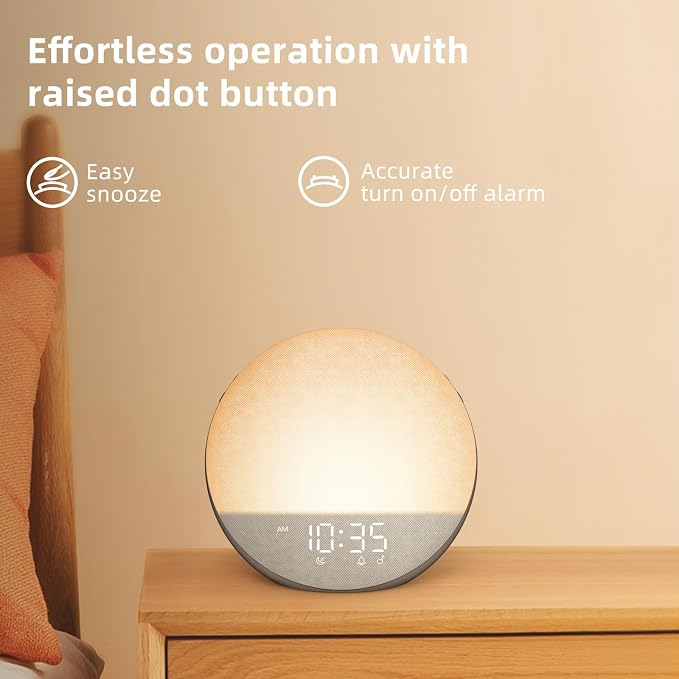 Odokee Sunrise Alarm Clock White Noise Machine: Natural Wake Up Light | Dimmable Clock with Bluetooth Speaker for Bedroom - 25 Sleep Sounds for Baby Adults Kids Cocoa