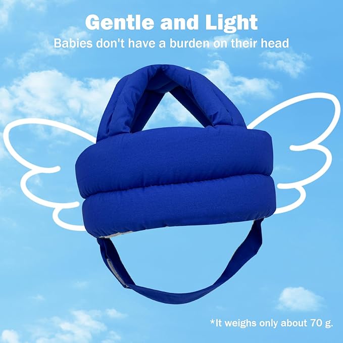 Baby Head Protector Baby Helmet for Crawling Walking, No Bumps Safety Head Adjustable Protective Cap for Walking, Playing (Sapphire Blue)