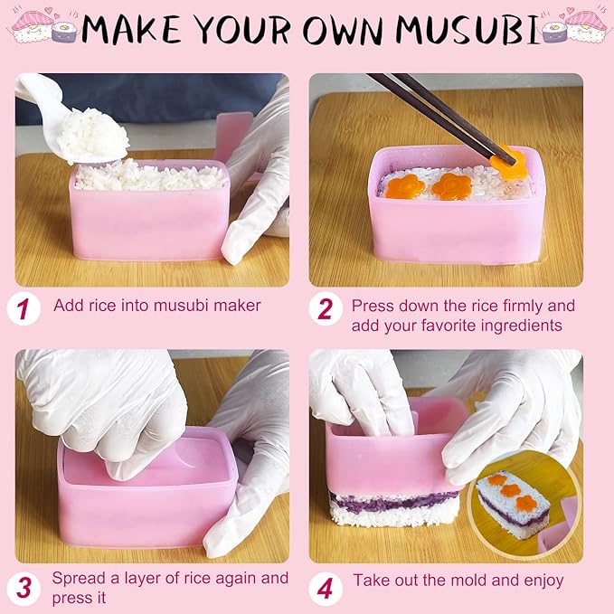 TAORISH Onigiri Mold, 8 Pcs Rice Mold Musubi Maker Kit, Musubi Maker Press Mold, Classic Triangle Rice Ball Mold Maker Sushi Mold for Kid Lunch Bento, Home DIY, Standard