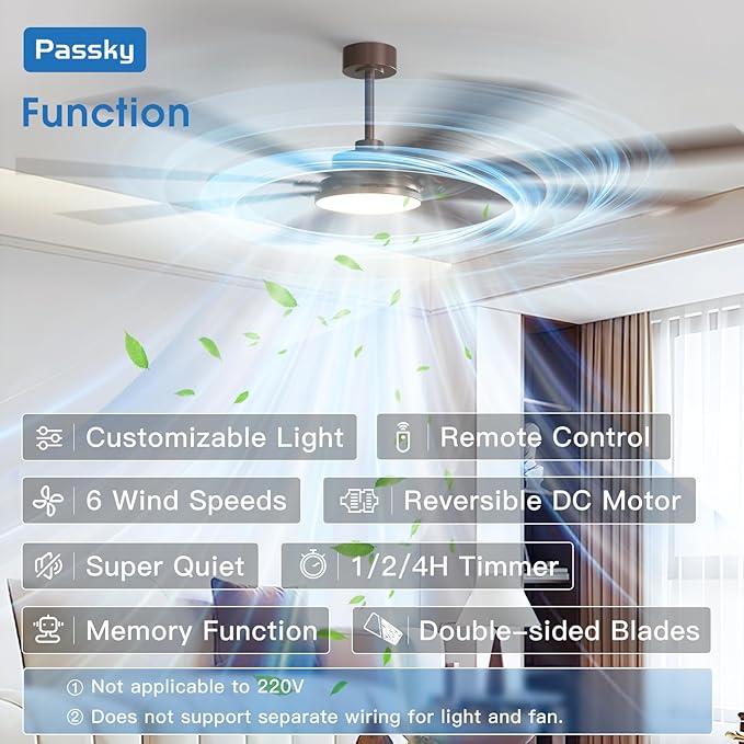 80 Inch Ceiling Fans with Lights, Large Modern Ceiling Fan with Light and Remote Control, Reversible, 3CCT, Dimmable, Quiet, Brown Ceiling Fan for Bedroom Living Room Patio Farmhouse, Indoor/Outdoor