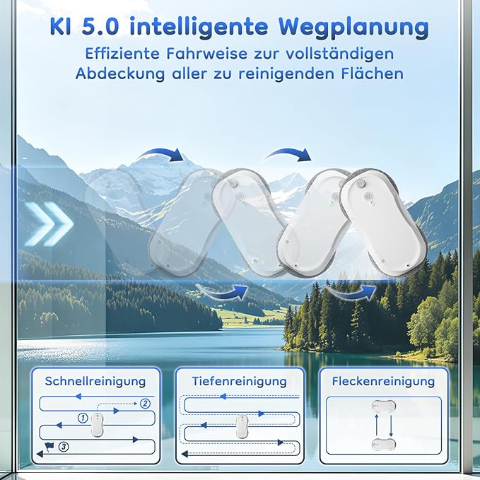 2026 Updated X2 Window Cleaning Robot - Enhanced Battery, Max 3200Pa, Path Planning, Anti-Slipping, Edge Detection, Window Cleaner Robot for High-Rise Windows, White (2 pairs of nozzles, 10 cloths)