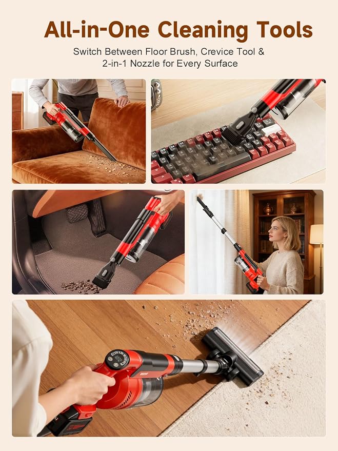 Cordless Vacuum Cleaner for Home, Pet Hair, 60KPa, Lightweight | 700W brushless motor, up to 70-min runtime, dual 8000mAh batteries, 2L dust cup, LED display, for carpet & hardwood floors