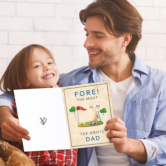 FANCYLUCKY Funny Golf Fathers Day Card Gift for Dad, Golf Dad Card, Father’s Day Cards for Golfs Lover from Son Daughter