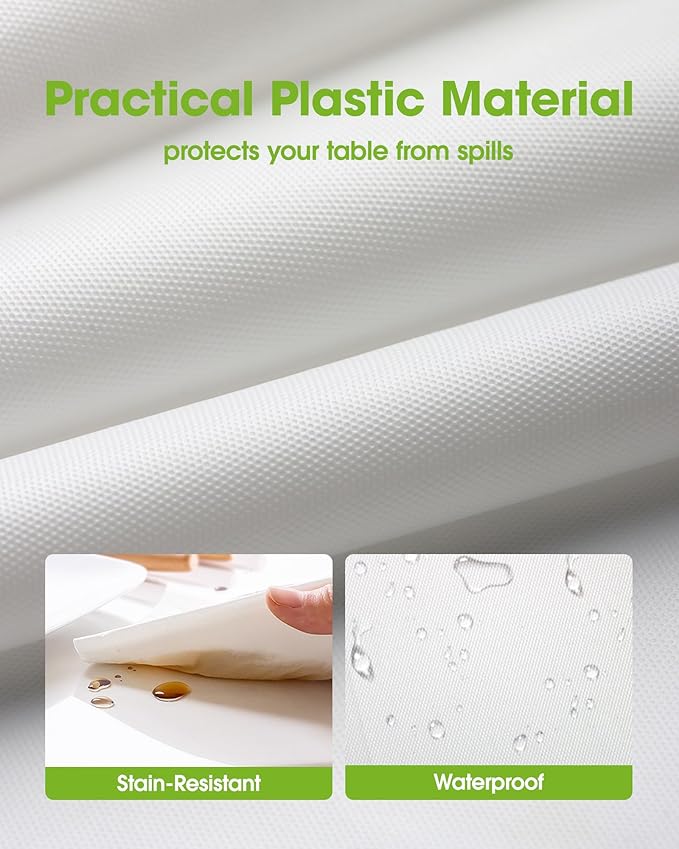 Pureegg Plastic Table Cloth Disposable 20 Pack, 54 x 108 Inch Table Cloths, Party, Picnic, Wedding, Decorative Tablecloths, Rectangle, White Plastic Cover, Leakproof & Sturdy, White