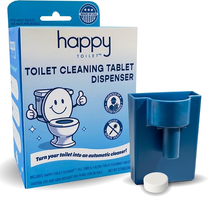 Happy Toilet Cleaner - Automatic Toilet Bowl Cleaner Toilet Tablet Holder Toilet Cleaning System - Drop In Toilet Tank Cleaner Tablets Auto Filter Self Cleaning Flush Cleans the Bowl Not the Tank