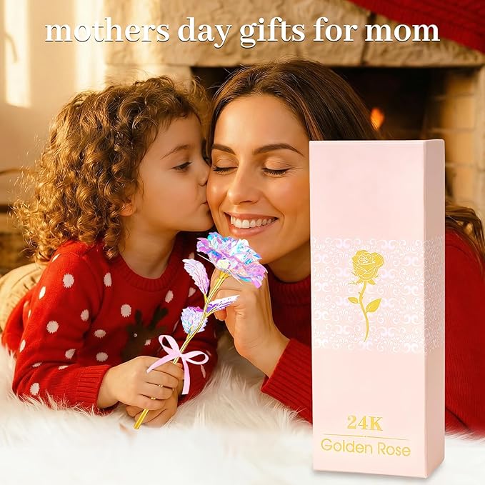 Mothers Day Mom Gifts for Women Grandma, Artificial Forever Birthday Flowers Galaxy Glass Eternal Roses with Heart Shaped Crystal Vase, Mother's Day Anniversary Wedding Rose Gifts for Wife Sister