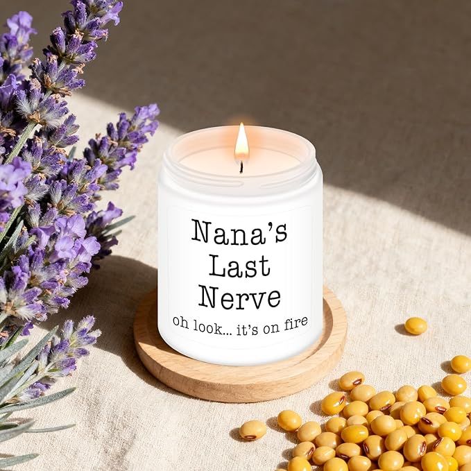 Homsolver Nana Gifts from Grandkids, Birthday Christmas Valentines Mothers Day Gifts for Nana,Nana's Last Nerve Scented Candle