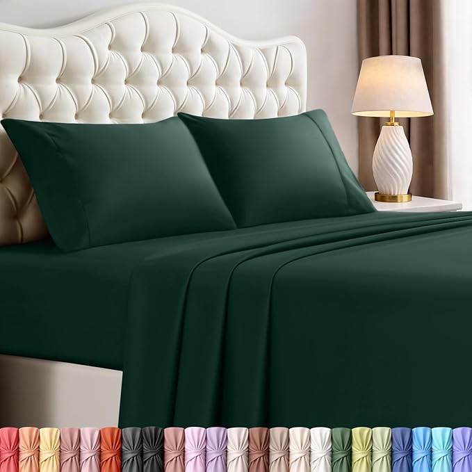 Utopia Bedding King Size Sheet Set – 4 Piece Bed Sheets, Soft and Breathable Microfiber, Includes 1 Fitted Sheet, 1 Flat Sheet and 2 Pillowcases – Oeko Tex (Emerald Green)