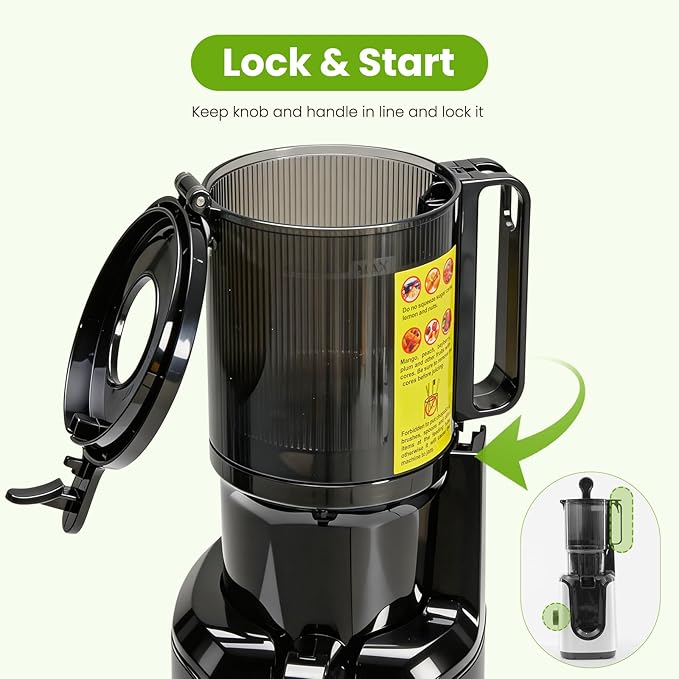 Slow Masticating Juicer Machines, Cold Press Juicer with Safety Lock & Reverse Function, 4.25" Feed Chute for Whole Fruits & Vegetables, High Juice Yield, Silver