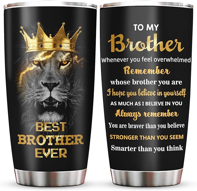 Best Gifts for Brother, Fathers Day/Christmas/Birthday Gift for Brothers Adult Tumblers 20oz, Big Brother Gifts from Sister Coffee Mug, Funny Gift for Older/Little Brothers Cup