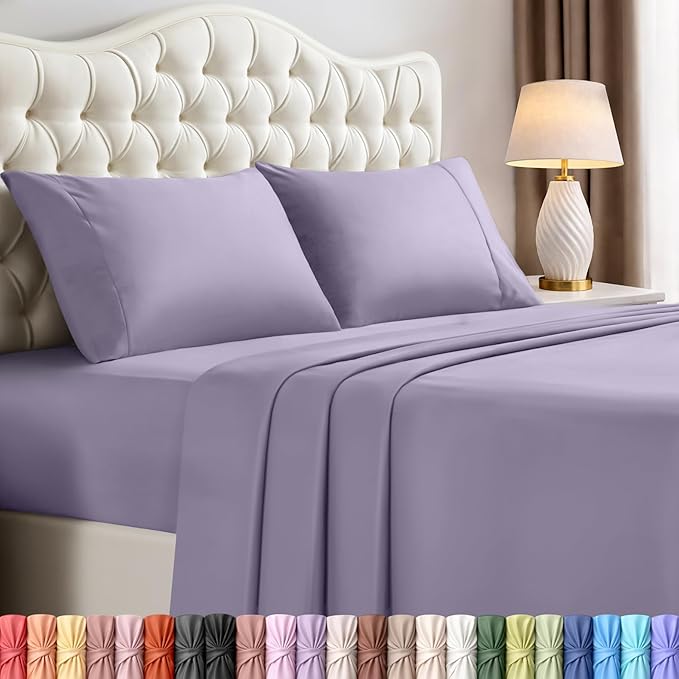 Utopia Bedding California King Size Sheet Set – 4 Piece Bed Sheets, Soft and Breathable Microfiber, Includes 1 Fitted Sheet, 1 Flat Sheet and 2 Pillowcases – Oeko Tex (Lavender)