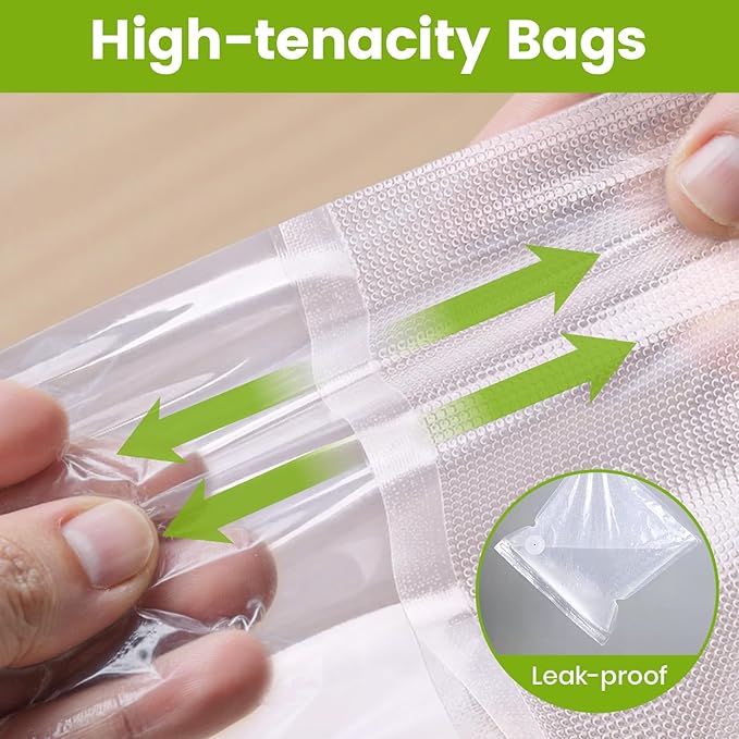 FEPPO Vacuum Sealer Bags for Food,15 PCS 8.3"×8.7" & 15 PCS 10.2"×11" Reusable Vacuum Seal Bags with Air Valve for Food Storage, Ideal for Freshness Preservation