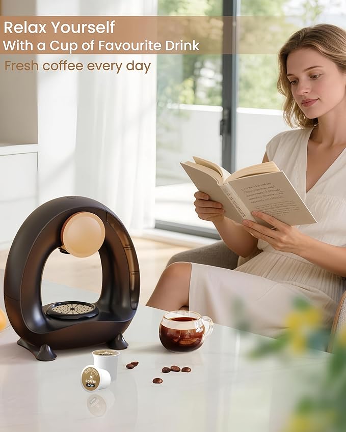 3 in 1 Single Serve Coffee Maker for K Cup Black, Ground Coffee and Tea Leaves, 1400W 20s Fast Heating Mini K Cup Coffee Brewer, One Button Operation, for Small Spaces for Bedroom