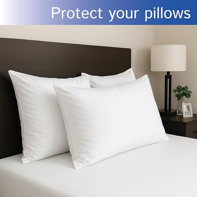 Four Seasons Essentials Waterproof King Pillow Protectors (Set of 2) – Zippered Pillow Cover Hypoallergenic Dust Allergy Proof Encasement