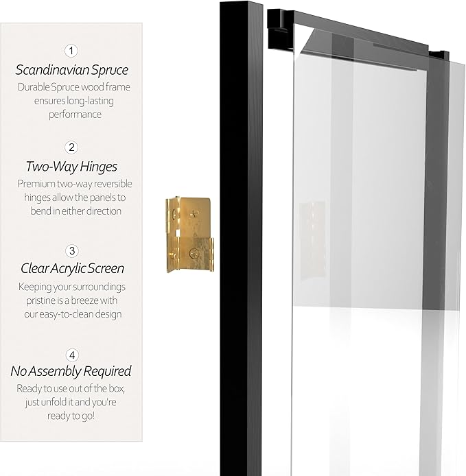 Red Lantern 6 ft. Tall Clear Plastic Partition Black 3 Panel