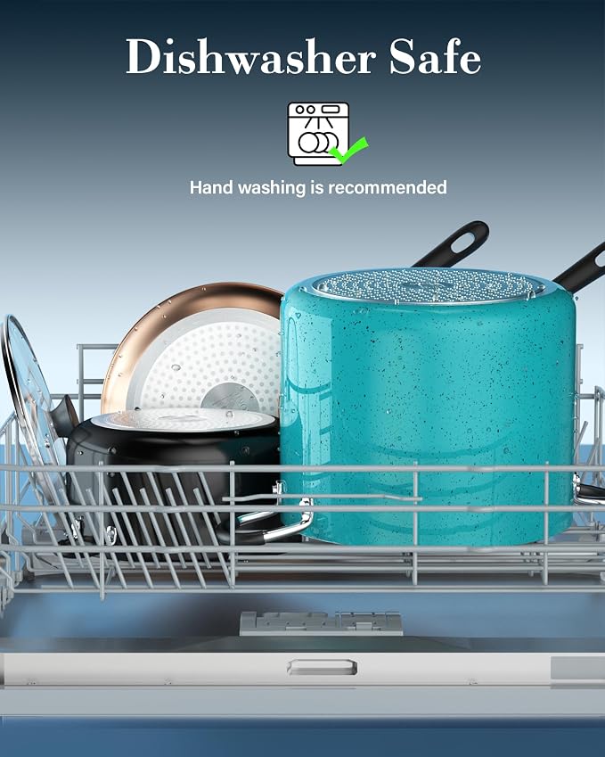 Cook N Home 8 Quart Non Stick Stock Pot with Lid, Large Pots for Cooking | Nonstick Soup Pot, Stockpot Induction Cookware - Oven & Dishwasher Safe, Turquoise