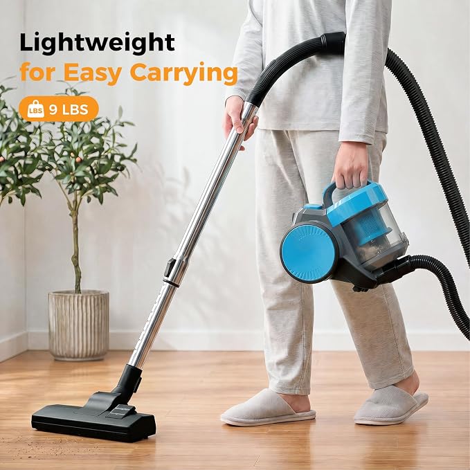 NEWBULIG Canister Vacuum Cleaners for Home, Strong Suction Bagless Vacuum Cleaner, 850W 16Kpa for Hard Floor and Carpet, Retractable Cord,1.8L Large Dust Cup