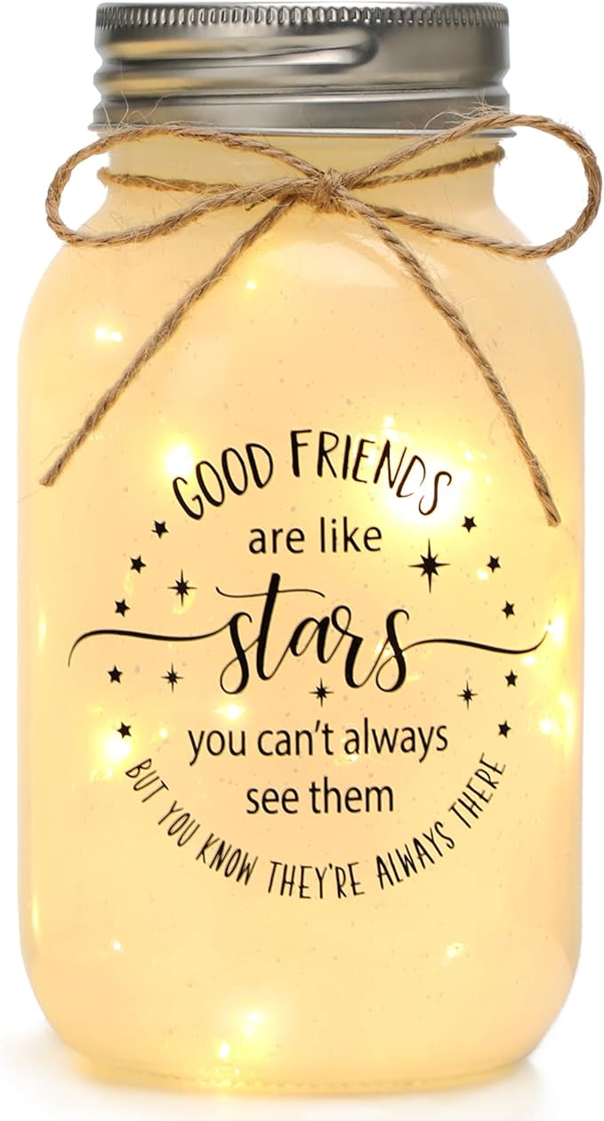 Maracco Friendship Gifts for Women - 30oz Large Mason Jar Night Lights for Friend, BFF, Coworker, Best Friends Birthday Gifts for Women, Valentines Day Gift Idea for Her